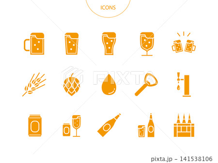 ビール アイコン ピクトグラム ベクター イラスト セット ビール アイコン ピクトグラム ベクター イラスト セット 141538106