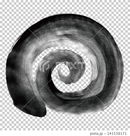 A spiral drawn with a brush on calligraphy paper A spiral drawn with a brush on calligraphy paper 141538171