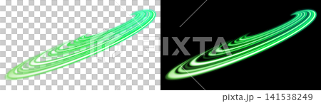 Shining green neon oval light trail - transparent background effect material Shining green neon oval light trail - transparent background effect material 141538249