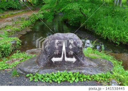 太平洋 長良川と日本海 庄川の分水嶺 ひるがの高原 分水嶺公園（岐阜県郡上市） 141538445