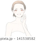 笑顔で喜んでいる美容系の女性イラスト（カメラ目線） 141538582