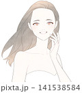 笑顔で喜んでいる美容系の女性イラスト（カメラ目線・ロングヘア） 141538584