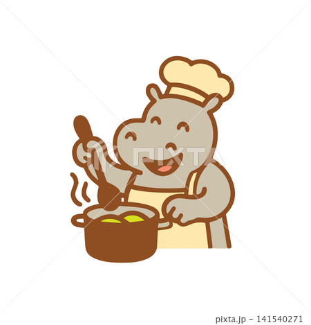 cute hippo cooking 141540271