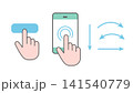 スマートフォン操作説明アイコンセット、タップスワイプ長押しベクター素材 141540779