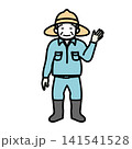 イラスト素材: 笑顔で手を振る高齢の男性農家 141541528