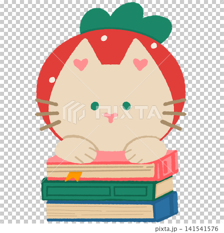 Cute Cat Wearing Strawberry Hat Cute Cat Wearing Strawberry Hat 141541576