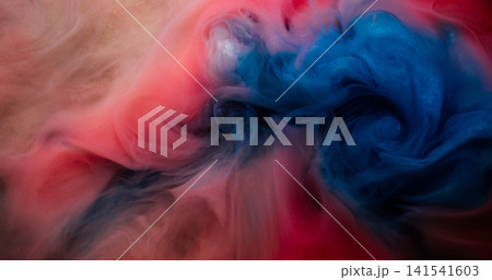 Mystical paint. Vivid flow. Vibrant color fume fluid swirl underwater blur splash. Fantasy acrylic shimmering twirl abstract blend background. Mystical paint. Vivid flow. Vibrant color fume fluid swirl underwater blur splash. Fantasy acrylic shimmering twirl abstract blend background. 141541603