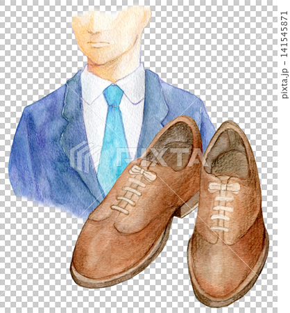 Watercolor illustration, hand-drawn illustration, business shoes, businessman Watercolor illustration, hand-drawn illustration, business shoes, businessman 141545871