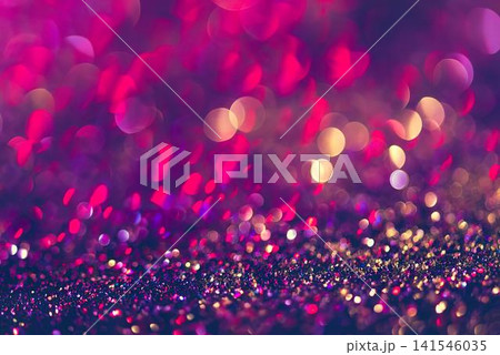 Colorful bokeh lights on dark background with festive glow 141546035