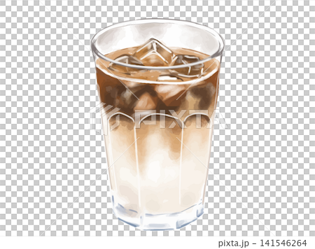 冰咖啡歐蕾(冰牛奶咖啡)的水彩插圖 冰咖啡歐蕾(冰牛奶咖啡)的水彩插圖 141546264