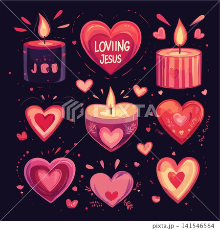 Vibrant candle and heart designs for love and faith. Vibrant candle and heart designs for love and faith. 141546584