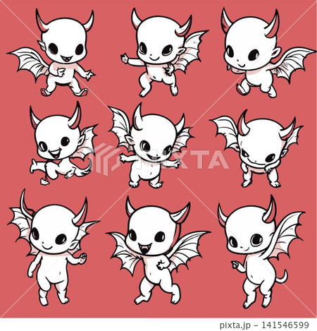Adorable demon illustrations perfect for playful designs. Adorable demon illustrations perfect for playful designs. 141546599