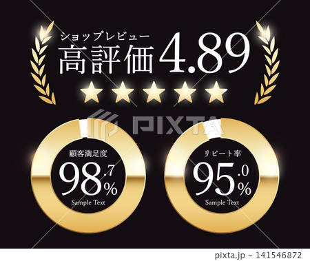 ゴールドの星評価と顧客満足度チャートの高級レビューインフォグラフィック ゴールドの星評価と顧客満足度チャートの高級レビューインフォグラフィック 141546872
