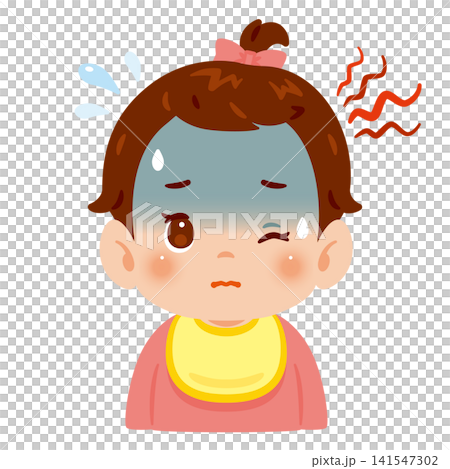 頭痛的女嬰-上半身插圖 頭痛的女嬰-上半身插圖 141547302