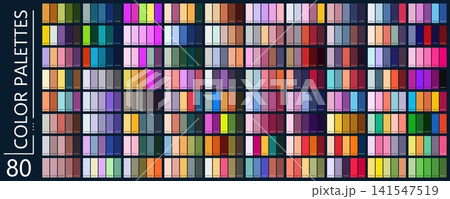 Neutral pastel and neon colors RGB palette with balanced warm, neutral and vibrant harmony colour swatches. Color palette chart guide with master colours mix blend and spectrum match combination 141547519