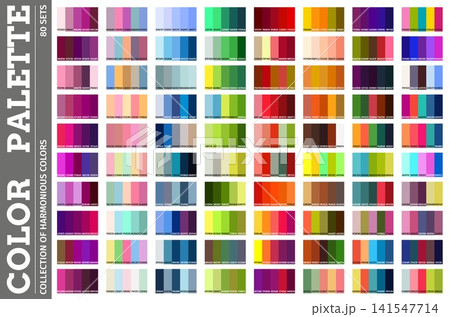 Color RGB palette with numbers of pastel and neon, cool, neutral and vibrant, balanced and warm colour swatches. Color palette or harmony chart guide with colour codes for mix and match combinations Color RGB palette with numbers of pastel and neon, cool, neutral and vibrant, balanced and warm colour swatches. Color palette or harmony chart guide with colour codes for mix and match combinations 141547714