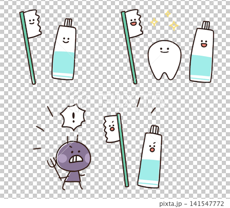 歯ブラシと歯磨き粉のキャラクターイラスト 歯ブラシと歯磨き粉のキャラクターイラスト 141547772
