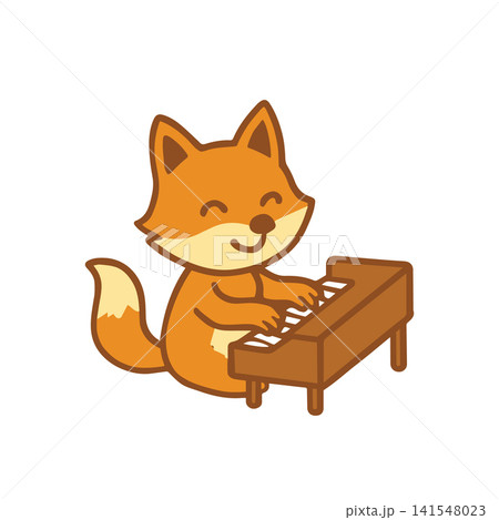 cute fox playing piano 141548023