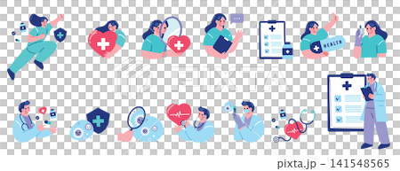 Medical and hospital illustration set Medical and hospital illustration set 141548565