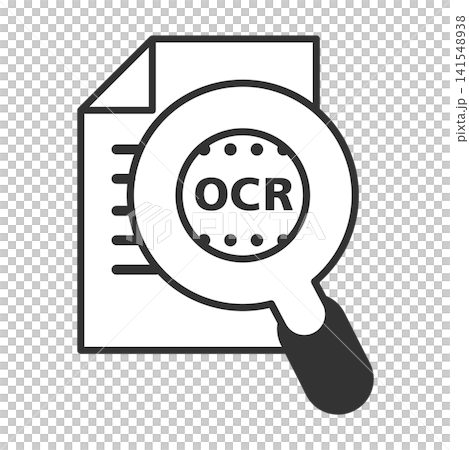 OCR技術で文字データ化し検索性を高めたPDFファイルのイメージアイコンイラスト 141548938