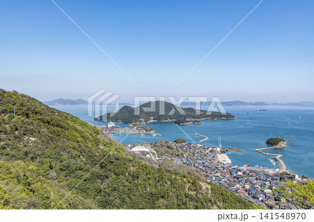 広島県福山市 晴天の鞆の浦と周辺の街並み 広島県福山市 晴天の鞆の浦と周辺の街並み 141548970