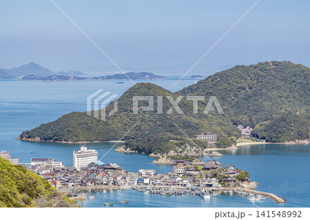 広島県福山市　晴天の鞆の浦の街並み 141548992