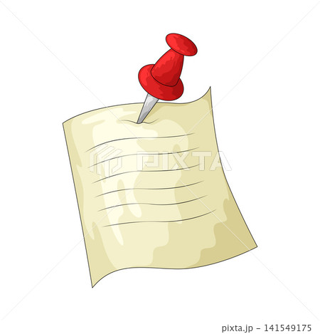 Illustration of Note Paper With Push Pin Illustration of Note Paper With Push Pin 141549175