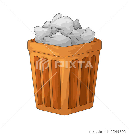 Illustration of Paper In Trash Bin 141549203