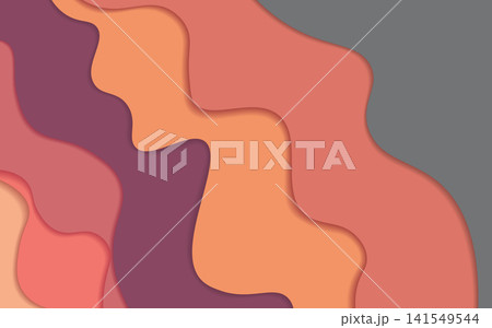 Smooth paper cut horizontal banner displaying layered orange and pink fluid waves 141549544
