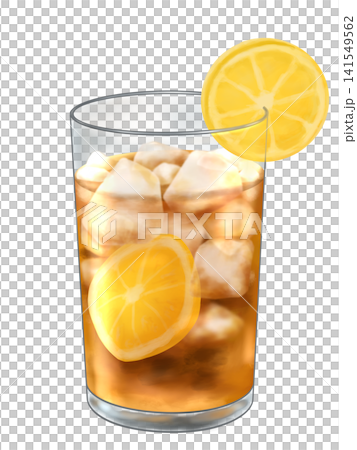 Illustration of iced lemon tea with lemon. Illustration of iced lemon tea with lemon. 141549562