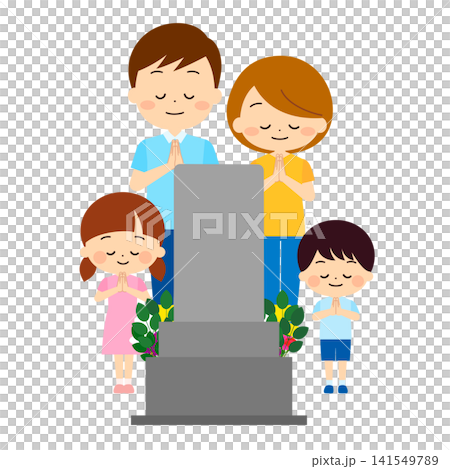 Family visiting the grave Family visiting the grave 141549789