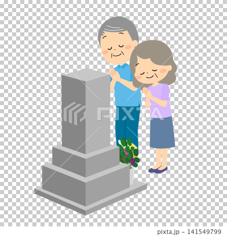 Senior couple visiting a grave Senior couple visiting a grave 141549799