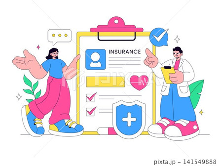 Health Insurance Vector Illustration Featuring Medical Coverage, Healthcare Protection, Patient Care, Insurance Services, and Wellness Support Health Insurance Vector Illustration Featuring Medical Coverage, Healthcare Protection, Patient Care, Insurance Services, and Wellness Support 141549888