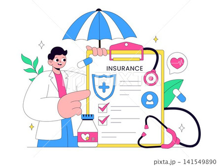 Health Insurance Vector Illustration Featuring Medical Coverage, Healthcare Protection, Patient Care, Insurance Services, and Wellness Support Health Insurance Vector Illustration Featuring Medical Coverage, Healthcare Protection, Patient Care, Insurance Services, and Wellness Support 141549890