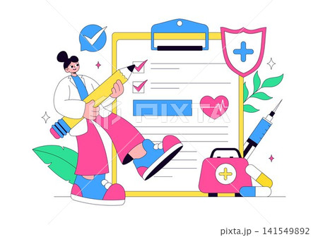 Health Insurance Vector Illustration Featuring Medical Coverage, Healthcare Protection, Patient Care, Insurance Services, and Wellness Support Health Insurance Vector Illustration Featuring Medical Coverage, Healthcare Protection, Patient Care, Insurance Services, and Wellness Support 141549892