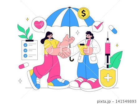 Health Insurance Vector Illustration Featuring Medical Coverage, Healthcare Protection, Patient Care, Insurance Services, and Wellness Support Health Insurance Vector Illustration Featuring Medical Coverage, Healthcare Protection, Patient Care, Insurance Services, and Wellness Support 141549893