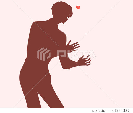 両手を広げる男性　恋愛　影絵　余白 141551387