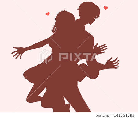 両手を広げる男女 恋愛 背中合わせ シルエット 両手を広げる男女 恋愛 背中合わせ シルエット 141551393