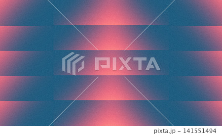 Striped gradient is filling flat design canvas, with teal and pink bands, triangular glows, grain 141551494