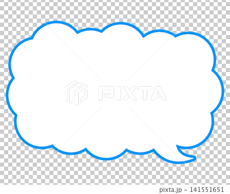 Simple colored line speech bubble, elongated cloud shape Simple colored line speech bubble, elongated cloud shape 141551651