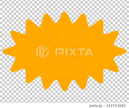 Simple color speech bubble with a long, rounded, jagged shape Simple color speech bubble with a long, rounded, jagged shape 141551682