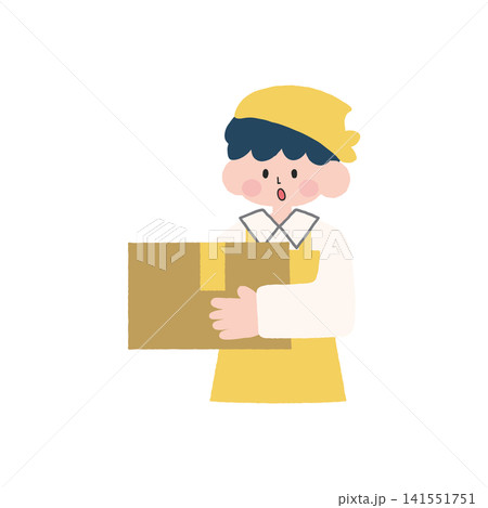 荷物を運ぶスーパーの店員のイラスト 荷物を運ぶスーパーの店員のイラスト 141551751