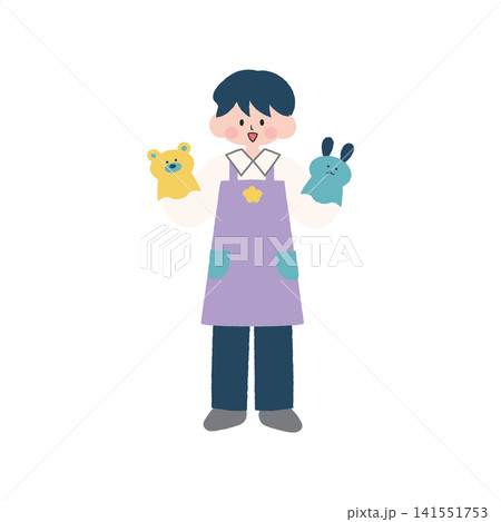 ぬいぐるみを持つ保育士のイラスト ぬいぐるみを持つ保育士のイラスト 141551753