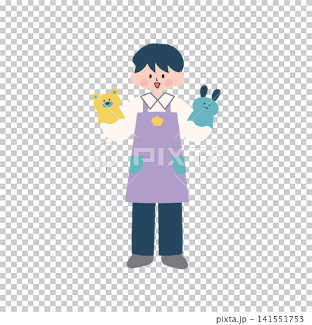 ぬいぐるみを持つ保育士のイラスト ぬいぐるみを持つ保育士のイラスト 141551753