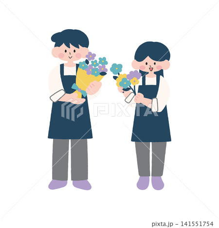 花屋さんのイラスト素材男女 花屋さんのイラスト素材男女 141551754