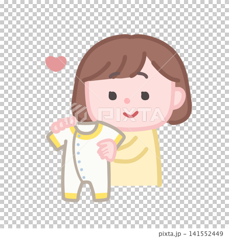 Pregnant women carry baby clothes (preparing for childbirth) Pregnant women carry baby clothes (preparing for childbirth) 141552449
