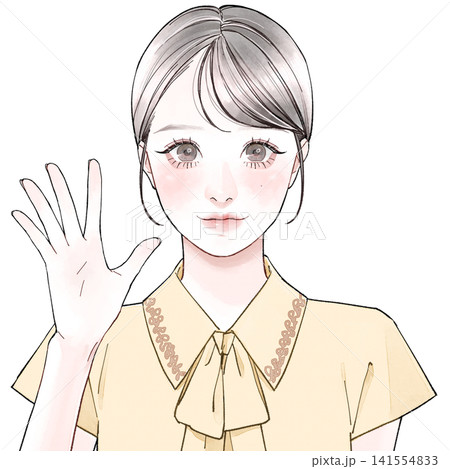 指を五本立てている女性_C 指を五本立てている女性_C 141554833
