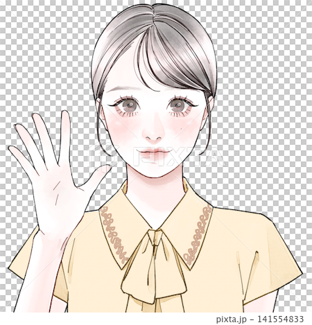 Woman holding up five fingers_C Woman holding up five fingers_C 141554833