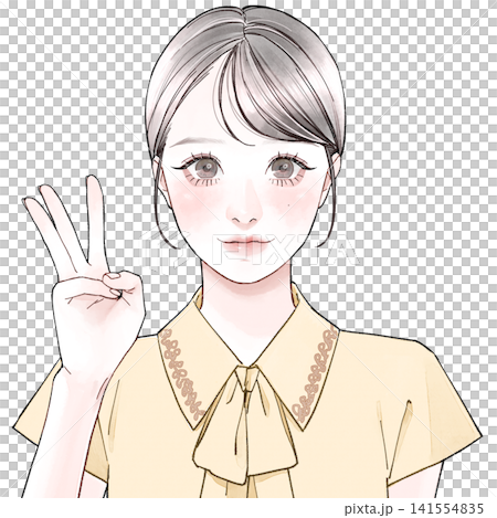 Woman holding up three fingers_C Woman holding up three fingers_C 141554835