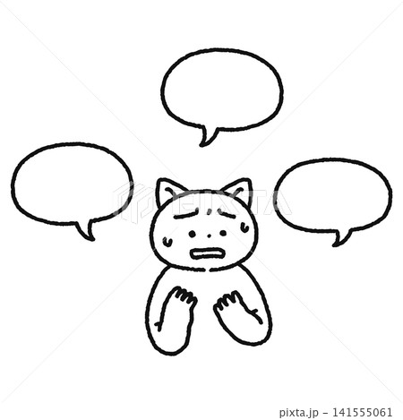 言葉が出にくいネコ　線画 141555061